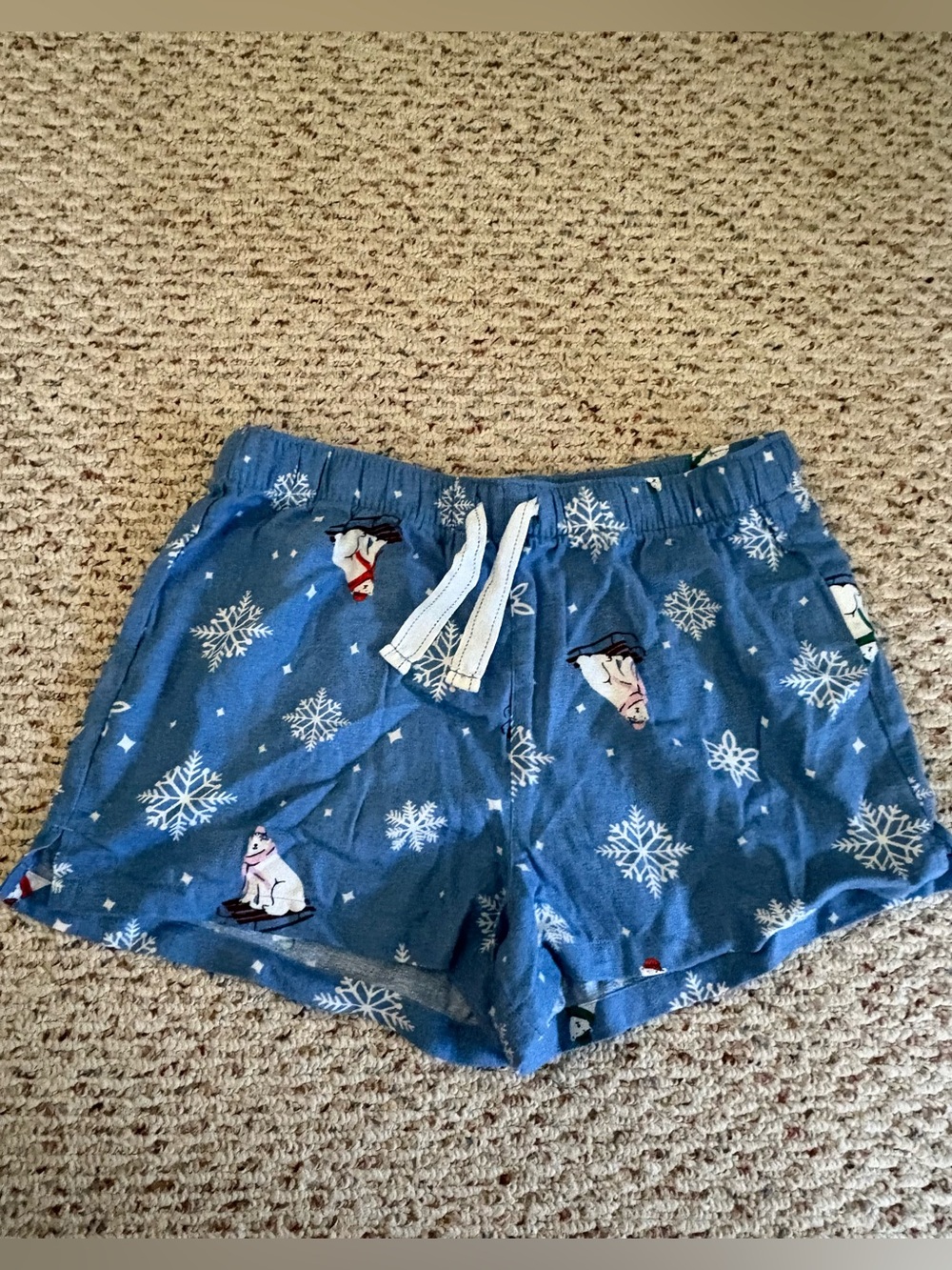 Old Navy Light Blue Snowflake Print Pajama Shorts